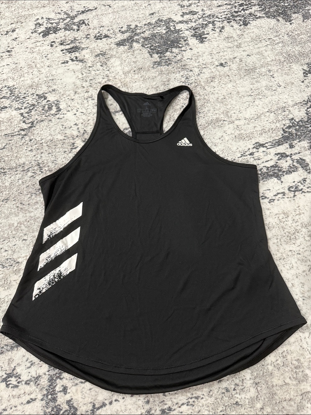 adidas Black Racerback Tank with White Side Stripes